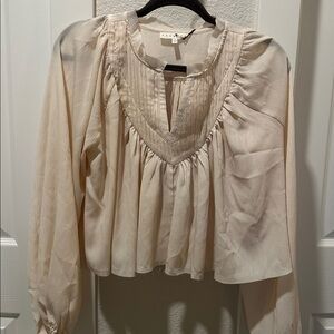 Cream Boho Long Sleeve Blouse NWT